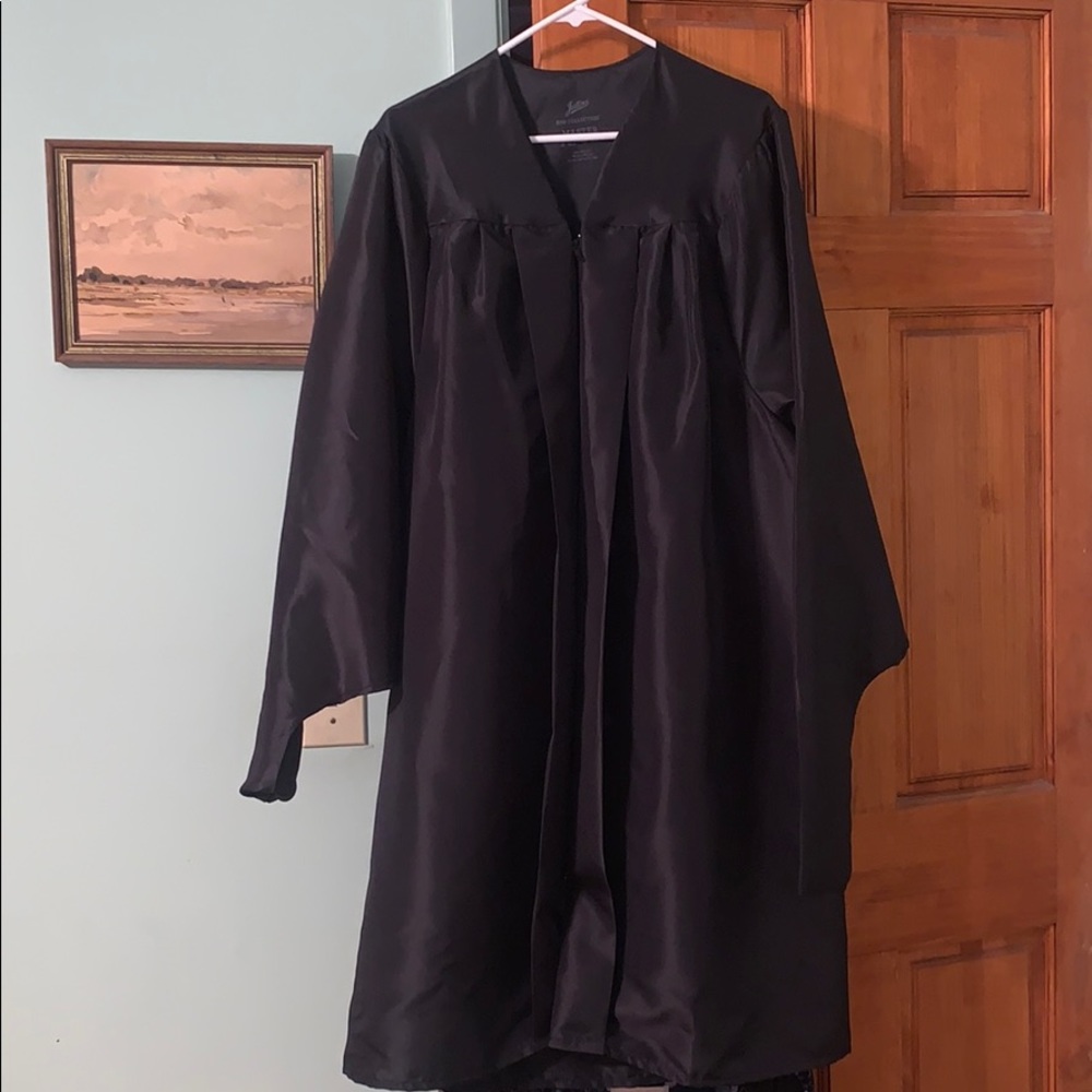 Black Josten’s Masters Robe & cap, worn 1x